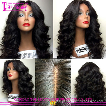 Atacado top quality brasileira peruca de cabelo virgem glueless top de seda peruca cheia do laço